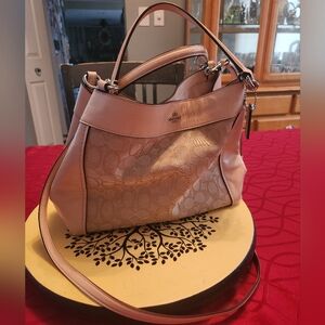 Coach Pink and Cream Leather Shoulder Bag